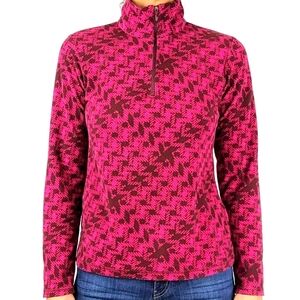 Columbia Long Sleeve Quarter Zip Fleece Size Small Pink Checkered